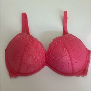 Aerie pink studded lace plunge pushup bra removable pads 34D